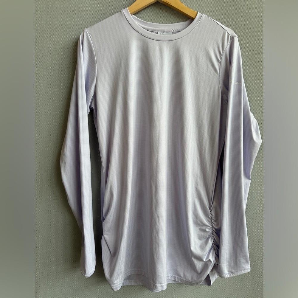 Columbia Leslie Falls Long Sleeve Performance Top | Ruched Side | Size XL | Lila